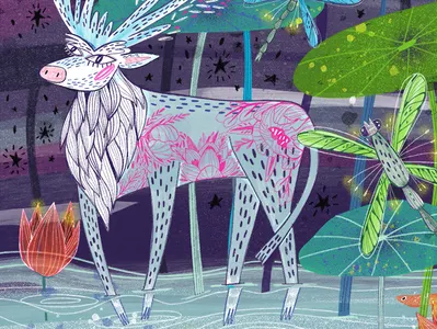 Deer animal characer deer fairytail marushabelle