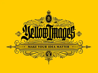 Yellow Images blackletter gothic illustration lettering ornament print victorian