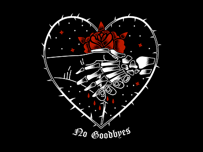 No Goodbyes bones floral flowers hand hands red rose roses thorns