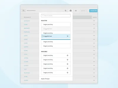 Column Reorder click and drag column columns drag and drop dragable pattern library reorder