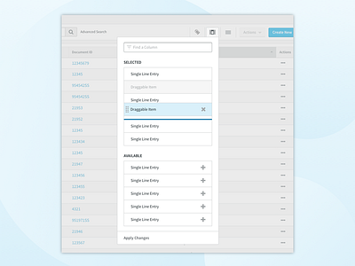 Column Reorder click and drag column columns drag and drop dragable pattern library reorder