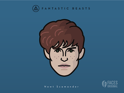 Faces Collection Vol. 05 - Fantastic Beasts - Newt Scamander art characters faces fantastic beast flat grindelwald harry potter harrypotter icon illustration jk rowling logo logo 3d movie netflix portrait portrait illustration tv serie vector