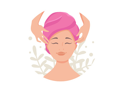 Face massage avatar beauty face massage flat massage social media spa vector