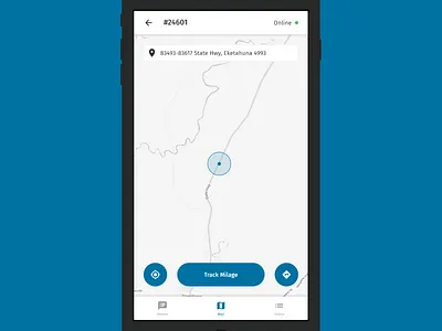 Remote Vehicle Field Service App Map app blue design distance enterprise gps location map minimal mobile navigation page product software tracking ui ux