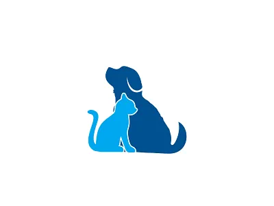 Cute Dog and cat animal blue canine cat cute dog illustration logo pet silhouette simple
