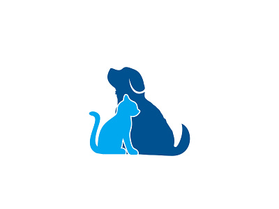 Cute Dog and cat animal blue canine cat cute dog illustration logo pet silhouette simple