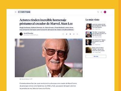 El Espectador bogota clean colombia dailyinspiration design interface design layout marvel newspaper page redesing site stanlee typography ui ui design uidesign ux web website