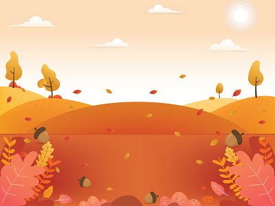 Four seasons illustration autumn autumn leaves design fall illustration landscape leaf natural nature outdoor season