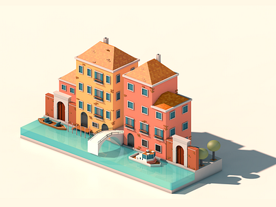 Venice animation cartoon cinema4d design digitalart illustration isometric italy lowpoly modelling render venice