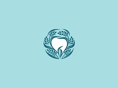 GreenDent logo branding dental care dental logo design for sale green logo natural negative space tooth turqoise vector wheat