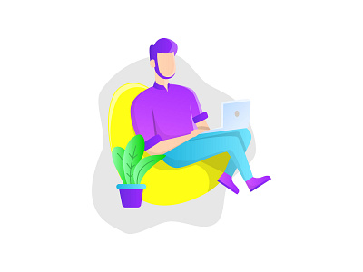 daily illustration character illustration laptop sit ui