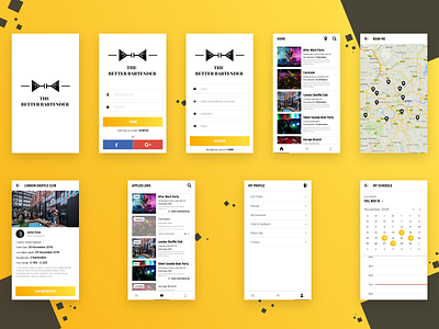 Bartender Booking App Concept adobexd bar bartender bow design design app designs login login page logo logo design concept splash ui user experience user interface ux