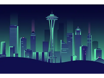 Seattle Skyline from Kerry Park design flat illustration vector