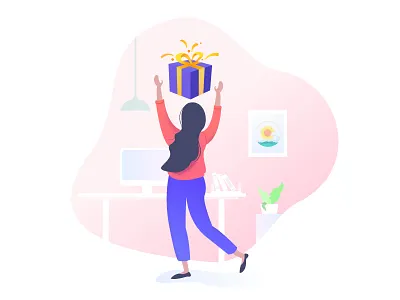 Gift character illustrations character with gift giftbox gifting gifts illustrations recieve gifts season gifts send gift vouchers