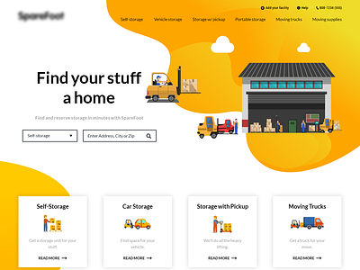 Stuff Home design facility gradient header home stuff ui ux website yellow