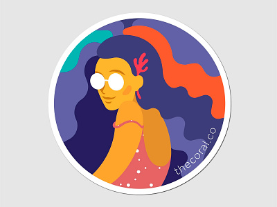 Women's secret beautiful blue color design girl graphic art hair illustration minimal sticker sun glasses typography vector