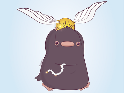 Flying Niffler fantastic beasts golden snitch harry potter illustration niffler