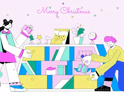 'Merry Christmas' made by animwood.com for crello.com christmas christmastime present vector art vectoranimation