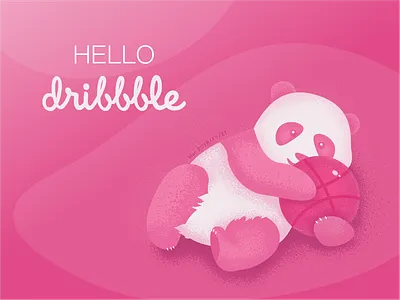 Hello Dribbble first shot hellodribbble illustration panda