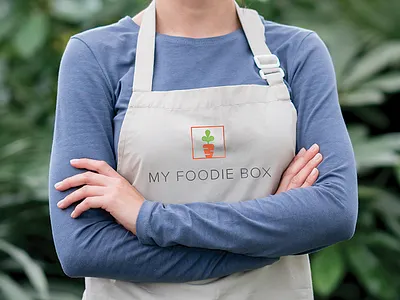 My Foodie Box apron bespoke box brand brand mark branding canvas carrot design embroidery graphic icon identity logo minimal modern orange symbol type vector