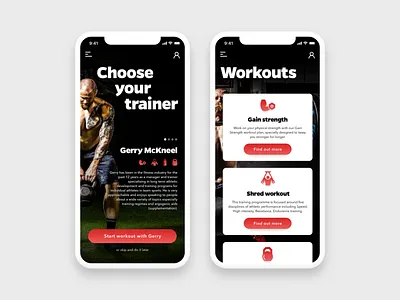 Workout app app design fitness gym ios iphone x mobile sport trainer ui ux workout