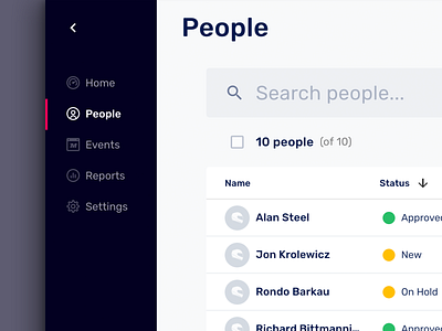 Batch action data table admin app dashboard data table large table list material design menu motorsport people rows search status table ui