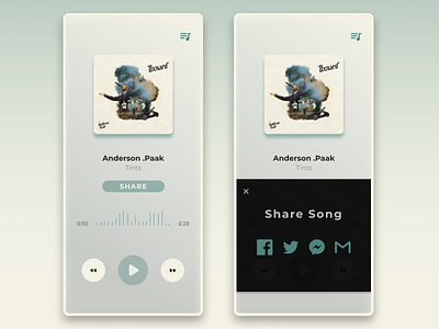 Social Share - Daily UI 010 dailui daily daily 100 daily challange music app musicplayer share button share buttons socal social buttons ui