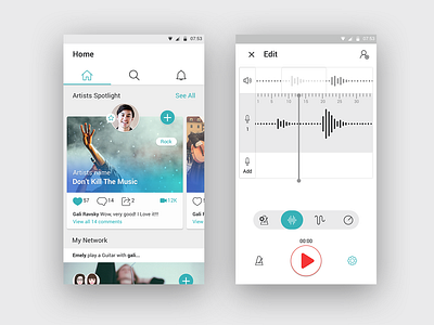 Music Recording app design ui