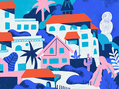 Team Trip 2018 - Detail buildings city environment illustration island landscape plants township tropical