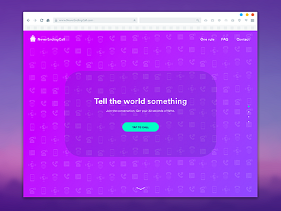 Never Ending Call color design homepage landing page startpage web