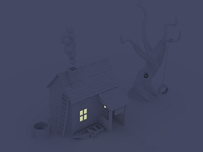 Hut blender blender3d boat cartoon enviroment fish hut illustration low poly minimalism well