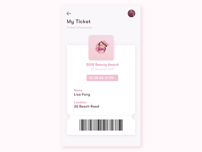 Ticket detail page app card design ticket ui