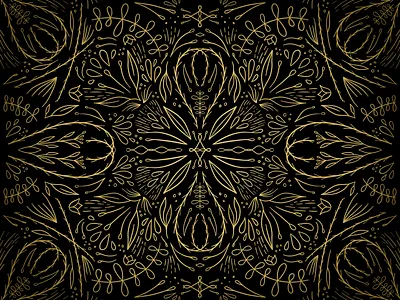 Flora in Gold abstract bloom botanical drawing flora forest gold ipad linework nature ornate pattern procreate