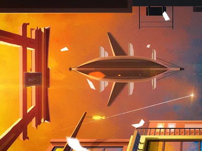 Ship 下午 光 插图 插画 颜色