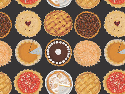 Pies desserts digital art editorial art food and beverage illustration pattern pie