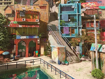 ElaneTown1 3d 3dtown maya village