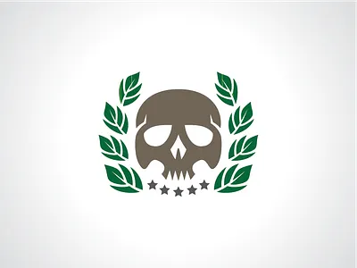 Skull with Leaf Logo Template creepy logo leaf logo logo design logo template scary logo skeleton logo skull logo