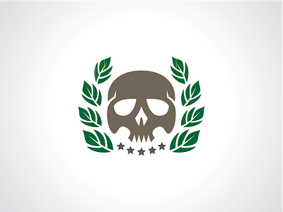 Skull with Leaf Logo Template creepy logo leaf logo logo design logo template scary logo skeleton logo skull logo