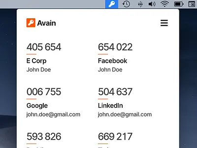 Avain for Desktop authentication design flat javascript logo ui