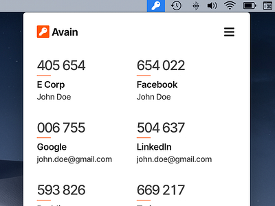 Avain for Desktop authentication design flat javascript logo ui