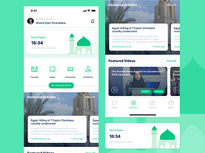 Muslim App Exploration clean design green green app muslim muslims simple typography ui ux