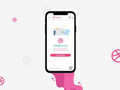 Invitation Dribbble 2 invite chat design gift illustration invitation invitation design invites shot ui ux