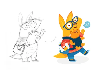 Kangaroo for Canguru animals canguru cartoon character dad family glasses illistration kangaroo yellow