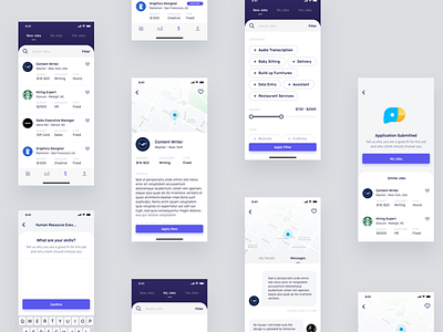 Find Gigs App app app interface cards details gigs ios jobs maps mobile mobile app design profile search