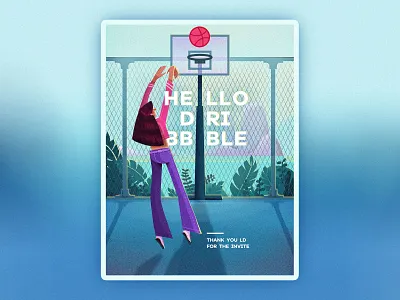 HELLO DRIBBBLE design illustration