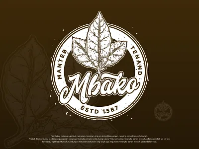Mbako1587 art badge branding business design handrawing handrawn illustration leaf logo nature rustic tee design tobacco vector vintage vintage badge