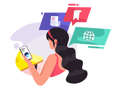 Hey Siri.. app design girl icon illustration mobile office plants siri ui ux web