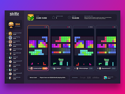 Skillz Streaming App app game streaming ui web