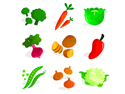 Veggies design flat flat design flat icon flat icon design flat icons food food and beverage food app food art green icon illustration illustrations illustrator lunch vector vegetable vegetables