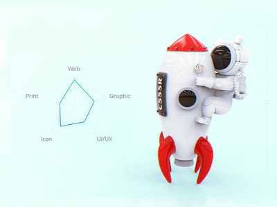 Junior designer 3d astronaut candy cosmo design illustration render rocket skills